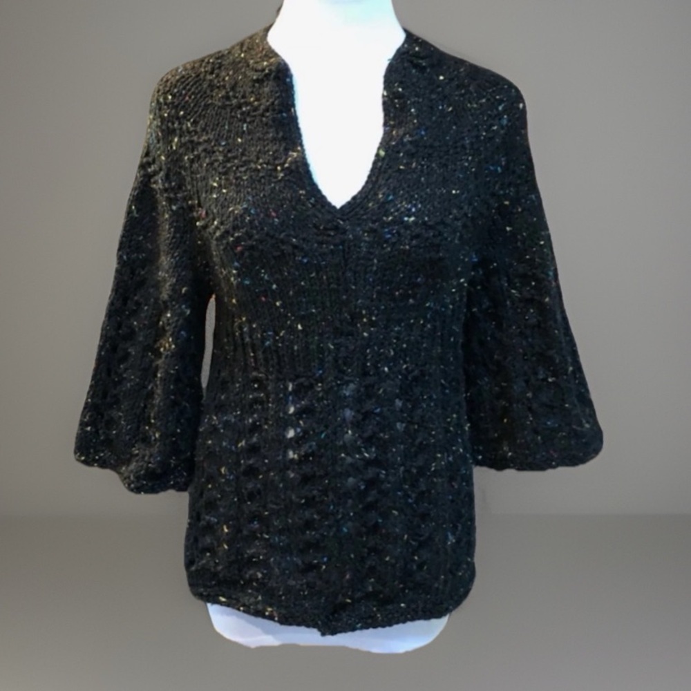 Crocheted Flared wide Sleeve Sweater Top
